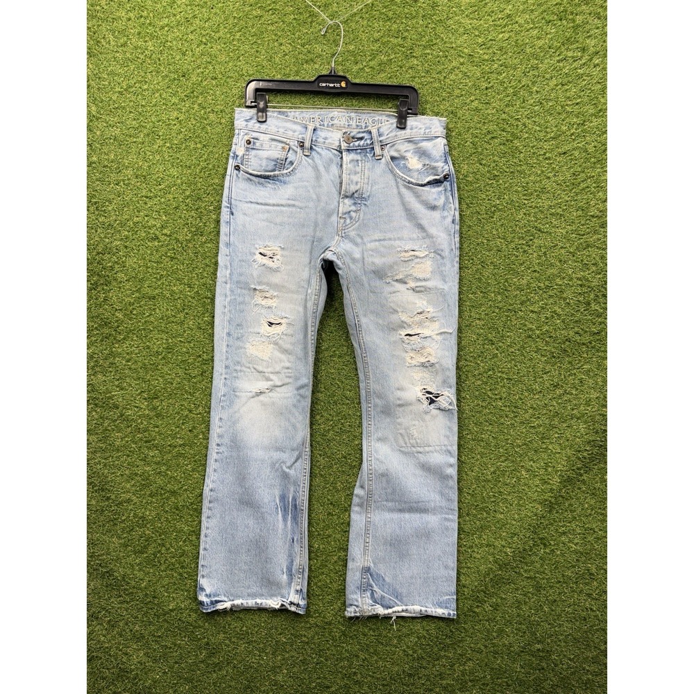 American Eagle Jeans Mens 31x32 Low Rise Boot Cut Light Wash Casual y2k Workwear